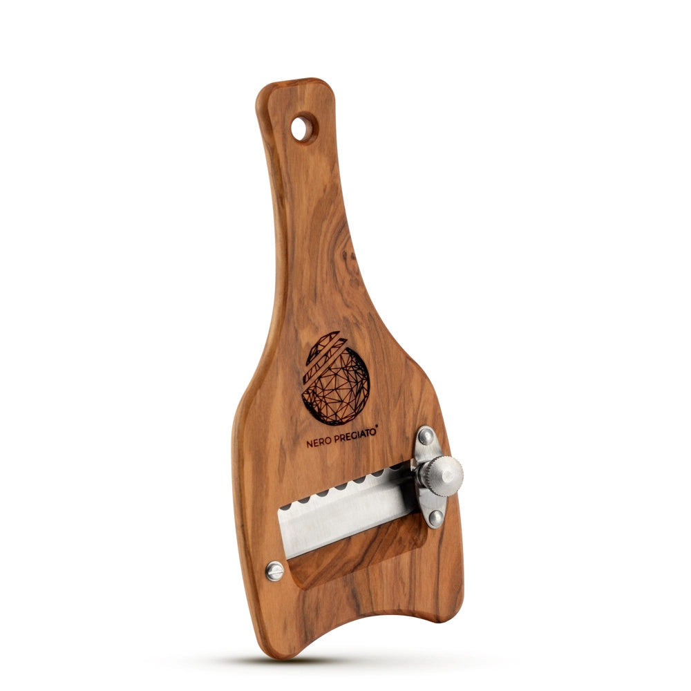 Affetta Tartufi in legno massello di Ulivo, lama Seghettata