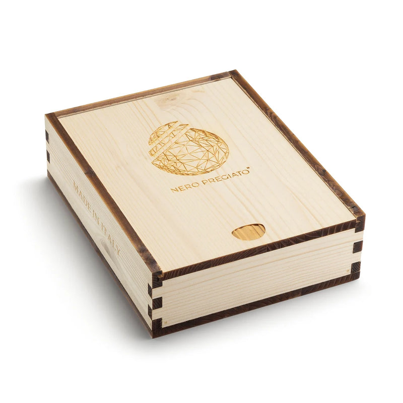 Cofanetto in legno, Coltello, Spazzolino, Affetta Tartufi inox