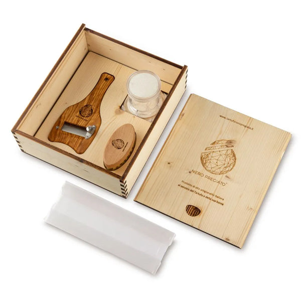 Cofanetto in legno con Affettatartufi, Tuber Pack, Spazzola