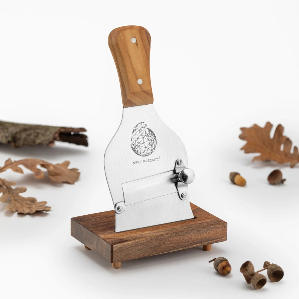 Affetta Tartufi inox placca Ulivo lama Liscia