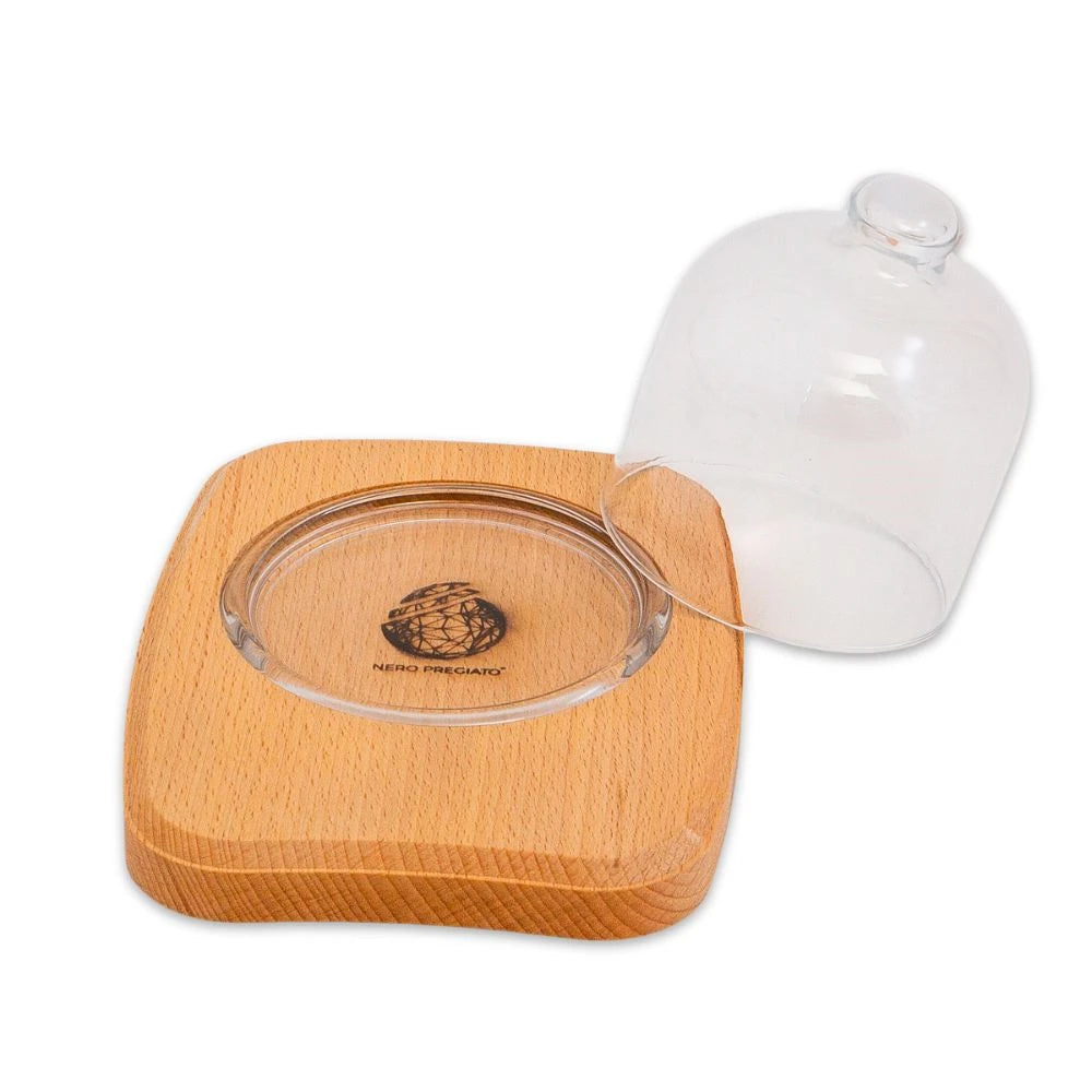 Espositore in legno per Tartufi, campana in vetro 85 mm