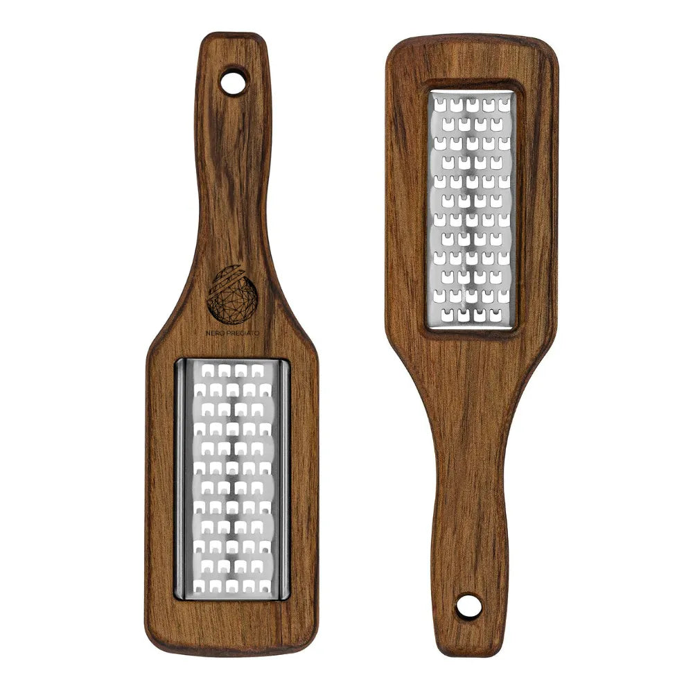 Grattugia Tartufi gourmet in acciaio inox, telaio in legno