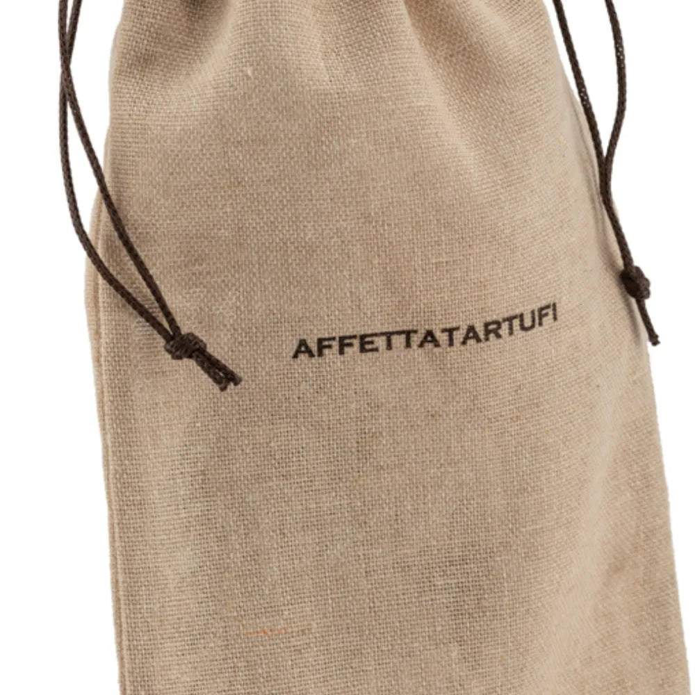 Sacchetto in cotone per gli affettatartufi in acciaio e legno