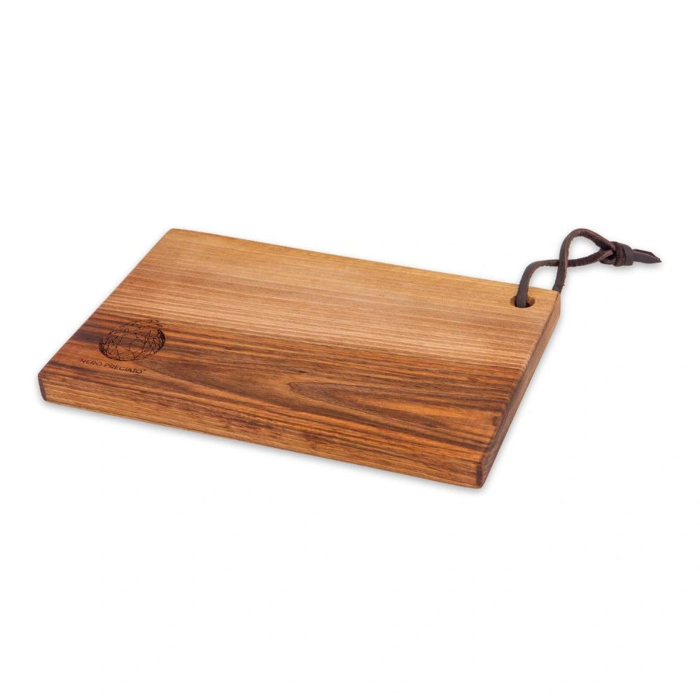 Tagliere in legno massello di Noce con laccetto in cuoio