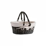 Cesto vimini ovale nero foderato Dim. 35x29x29 cm