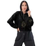 all over print womens cropped windbreaker black front 65e0b67c51984